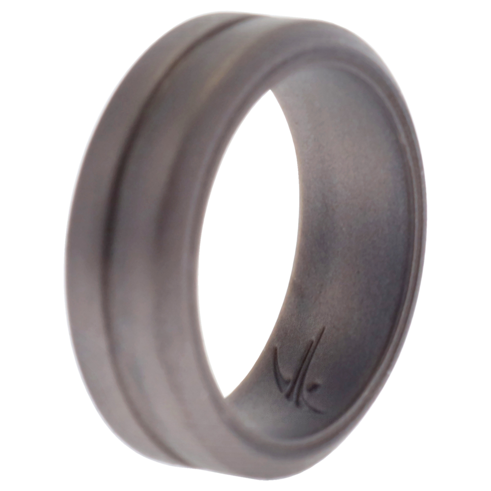 Silicone Wedding Middle Line Single Ring - Silver by ROQ for Men - 10 mm